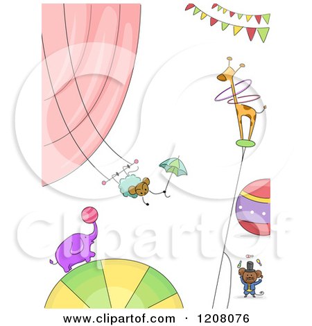Cartoon of Performing Circus Animals - Royalty Free Vector Clipart by BNP Design Studio