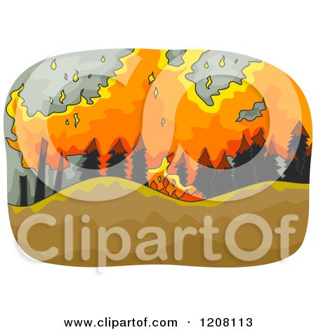 Cartoon of a Raging Wildfire - Royalty Free Vector Clipart by BNP Design Studio