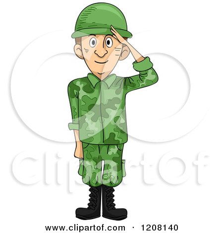 Cartoon of a Saluting Soldier - Royalty Free Vector Clipart by BNP Design Studio