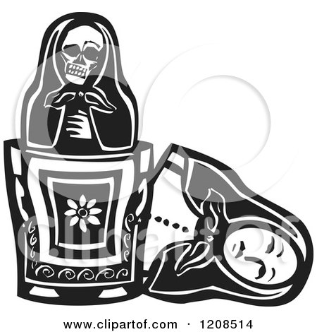 Clipart of a Death Skeleton in a Matryoshka Nesting Doll - Royalty Free Vector Illustration by xunantunich