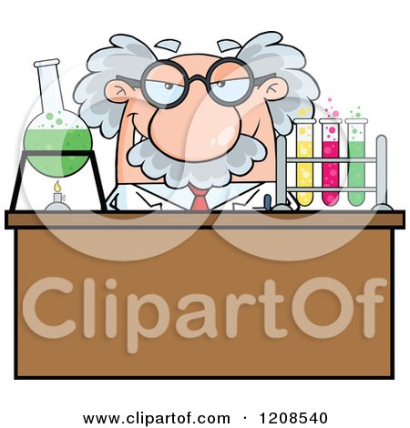 Cartoon of a Science Professor Conducting an Experiment - Royalty Free Vector Clipart by Hit Toon