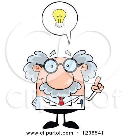 Cartoon of a Science Professor with an Idea - Royalty Free Vector Clipart by Hit Toon