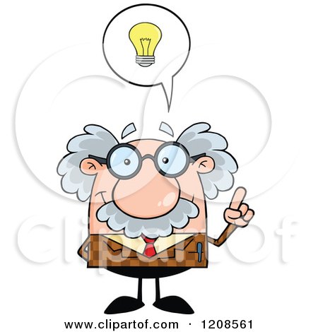 Cartoon of a Professor with an Idea - Royalty Free Vector Clipart by Hit Toon