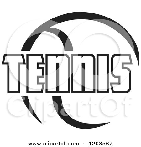 Clipart of a Black and White Ball and TENNIS Text - Royalty Free Vector Illustration by Johnny Sajem