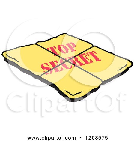 Cartoon of a Yellow Top Secret Envelope - Royalty Free Vector Clipart by Johnny Sajem