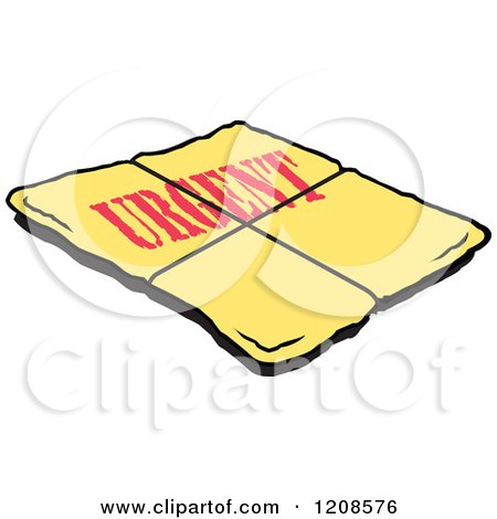 Cartoon of a Yellow Urgent Envelope - Royalty Free Vector Clipart by Johnny Sajem