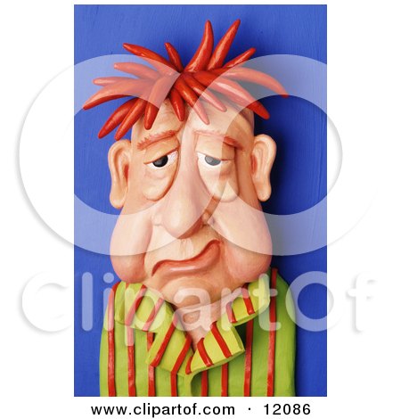 Clay Sculpture Clipart Sick And Tired Sleep Deprived Man - Royalty Free 3d Illustration  by Amy Vangsgard