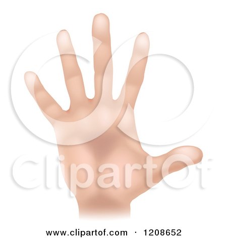 Cartoon Of A Human Hand Holding up Five Fingers - Royalty Free Vector Clipart by AtStockIllustration