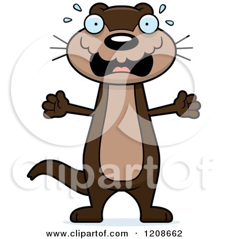 Cartoon of a Scared Skinny Otter - Royalty Free Vector Clipart by Cory Thoman