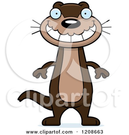 Cartoon of a Happy Grinning Skinny Otter - Royalty Free Vector Clipart by Cory Thoman