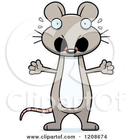 Cartoon of a Scared Skinny Mouse - Royalty Free Vector Clipart by Cory Thoman