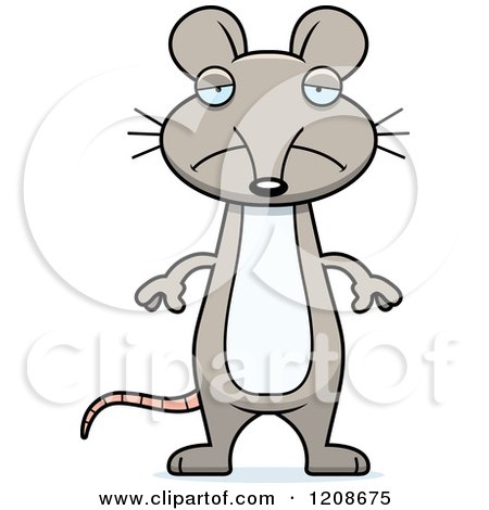 Cartoon of a Depressed Skinny Mouse - Royalty Free Vector Clipart by Cory Thoman