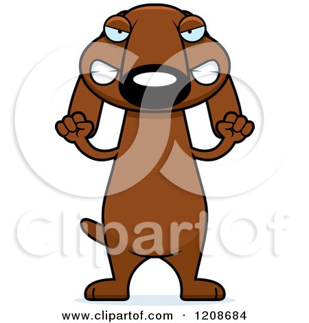 Cartoon of a Mad Skinny Dachshund Dog - Royalty Free Vector Clipart by Cory Thoman