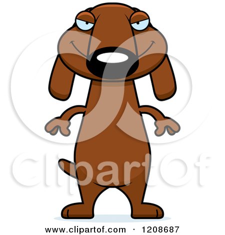Cartoon of a Sly Skinny Dachshund Dog - Royalty Free Vector Clipart by Cory Thoman