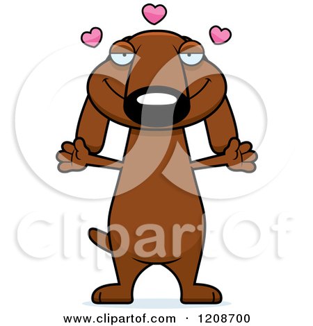 Cartoon of a Loving Skinny Dachshund Dog - Royalty Free Vector Clipart by Cory Thoman