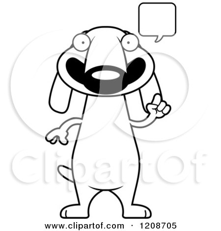Cartoon of a Black and White Talking Skinny Dachshund Dog - Royalty Free Vector Clipart by Cory Thoman