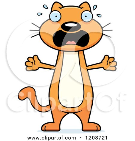 Cartoon of a Scared Skinny Ginger Cat - Royalty Free Vector Clipart by Cory Thoman