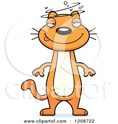 Cartoon of a Drunk Skinny Ginger Cat - Royalty Free Vector Clipart by Cory Thoman