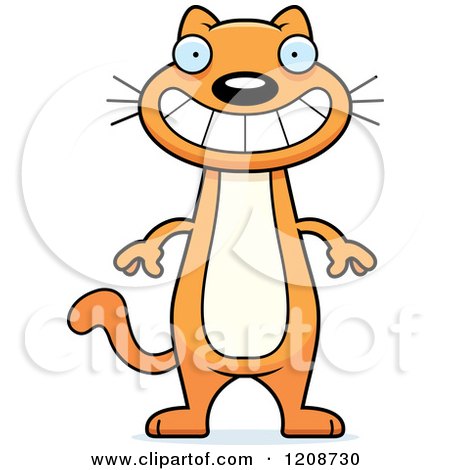 Cartoon of a Grinning Skinny Ginger Cat - Royalty Free Vector Clipart by Cory Thoman