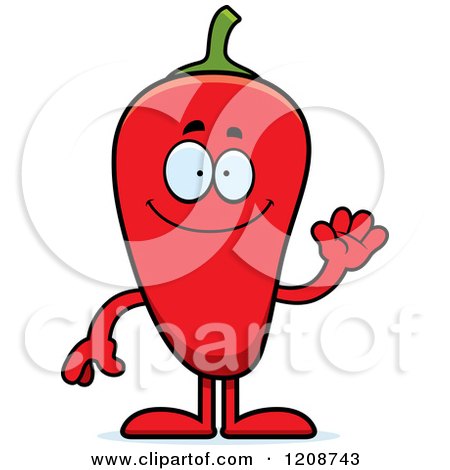 Cartoon of a Waving Red Chili Pepper Mascot - Royalty Free Vector Clipart by Cory Thoman