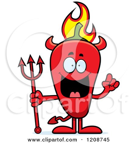 Cartoon of a Smart Flaming Red Chili Pepper Devil Mascot - Royalty Free Vector Clipart by Cory Thoman