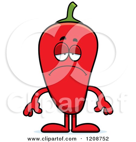 Cartoon of a Depressed Red Chili Pepper Mascot - Royalty Free Vector Clipart by Cory Thoman