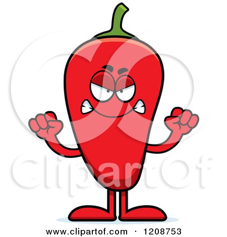 Cartoon of a Mad Red Chili Pepper Mascot - Royalty Free Vector Clipart by Cory Thoman
