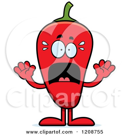 Cartoon of a Scared Screaming Red Chili Pepper Mascot - Royalty Free Vector Clipart by Cory Thoman