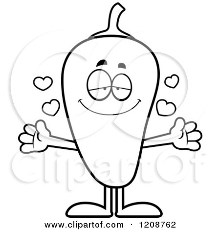 Cartoon of a Black and White Loving Chili Pepper Mascot - Royalty Free Vector Clipart by Cory Thoman