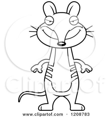Cartoon of a Black and White Happy Skinny Bandicoot - Royalty Free Vector Clipart by Cory Thoman