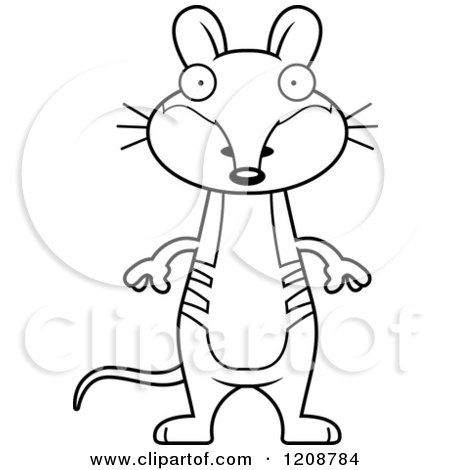 Cartoon of a Black and White Surprised Skinny Bandicoot - Royalty Free Vector Clipart by Cory Thoman