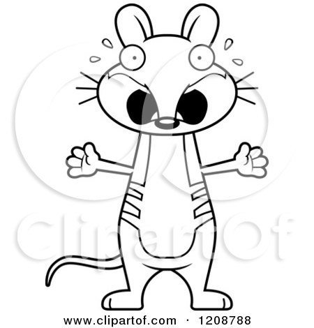 Cartoon of a Black and White Scared Skinny Bandicoot - Royalty Free Vector Clipart by Cory Thoman