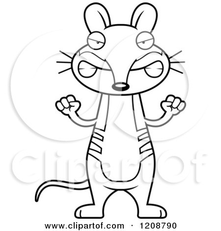 Cartoon of a Black and White Mad Skinny Bandicoot - Royalty Free Vector Clipart by Cory Thoman