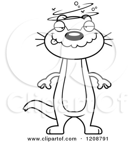 Cartoon of a Black and White Happy Skinny Otter - Royalty Free Vector Clipart by Cory Thoman