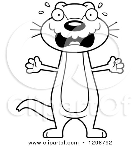 Cartoon of a Black and White Scared Skinny Otter - Royalty Free Vector Clipart by Cory Thoman