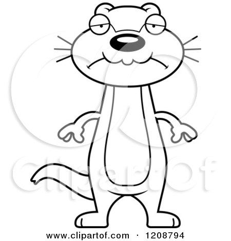 Cartoon of a Black and White Depressed Skinny Otter - Royalty Free Vector Clipart by Cory Thoman