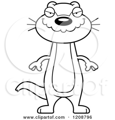 Cartoon of a Black and White Sly Skinny Otter - Royalty Free Vector Clipart by Cory Thoman