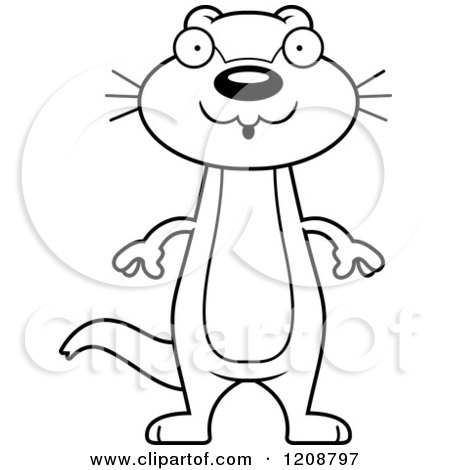 Cartoon of a Black and White Surprised Skinny Otter - Royalty Free Vector Clipart by Cory Thoman