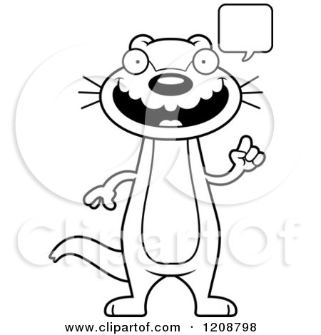 Cartoon of a Black and White Talking Skinny Otter - Royalty Free Vector Clipart by Cory Thoman
