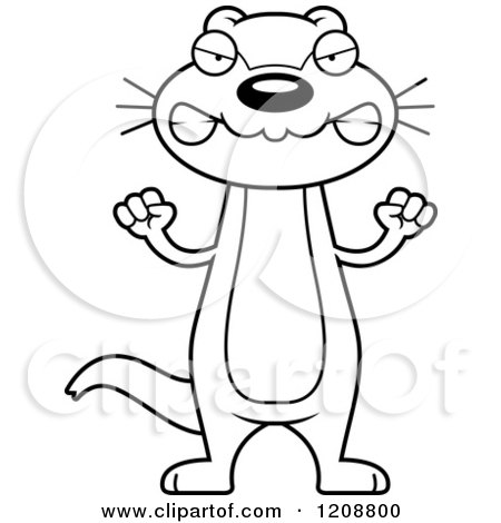 Cartoon of a Black and White Mad Skinny Otter - Royalty Free Vector Clipart by Cory Thoman