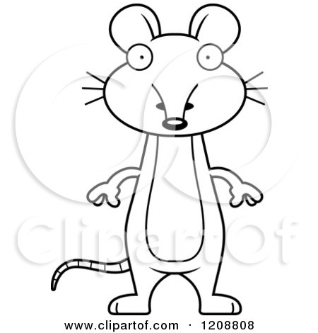 Cartoon of a Black and White Surprised Skinny Mouse - Royalty Free Vector Clipart by Cory Thoman