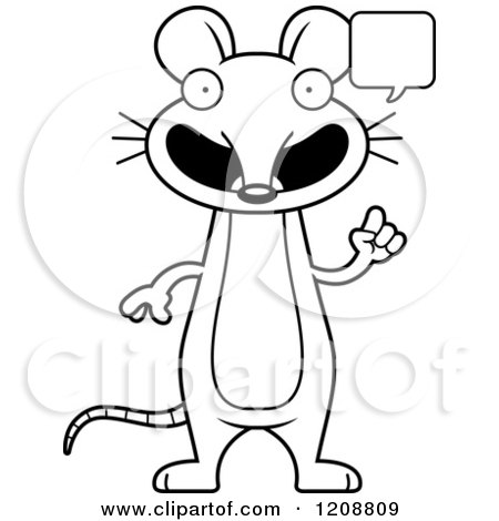 Cartoon of a Black and White Talking Skinny Mouse - Royalty Free Vector Clipart by Cory Thoman