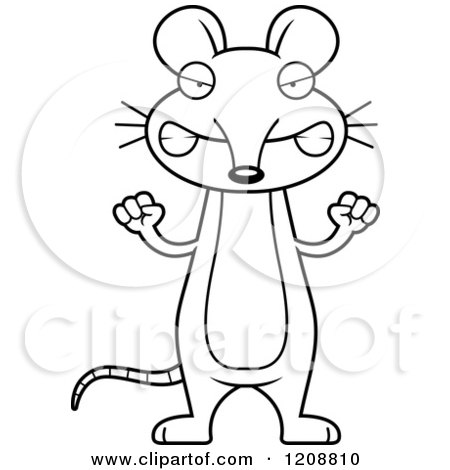 Cartoon of a Black and White Mad Skinny Mouse - Royalty Free Vector Clipart by Cory Thoman