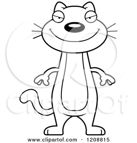 Cartoon of a Black And White Happy Skinny Cat - Royalty Free Vector Clipart by Cory Thoman