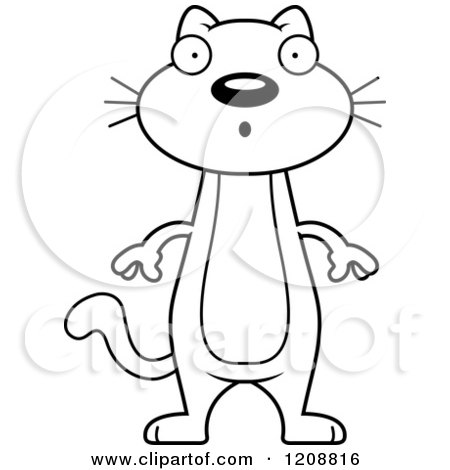 Cartoon of a Black And White Surprised Skinny Cat - Royalty Free Vector Clipart by Cory Thoman