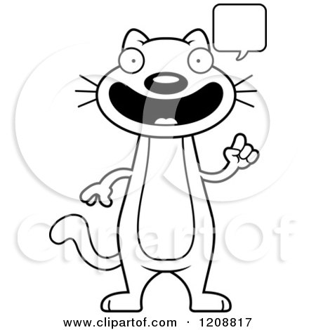 Cartoon of a Black And White Talking Skinny Cat - Royalty Free Vector Clipart by Cory Thoman