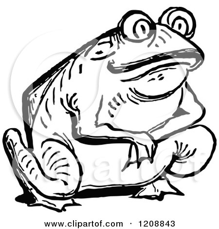 Clipart of a Vintage Black and White Frog - Royalty Free Vector Illustration by Prawny Vintage