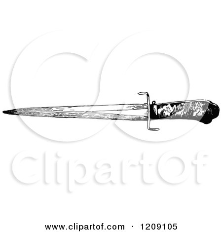 Clipart of a Vintage Black and White Dagger - Royalty Free Vector Illustration by Prawny Vintage