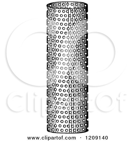 Clipart of a Vintage Black and White Perforated Metal Cylinder - Royalty Free Vector Illustration by Prawny Vintage