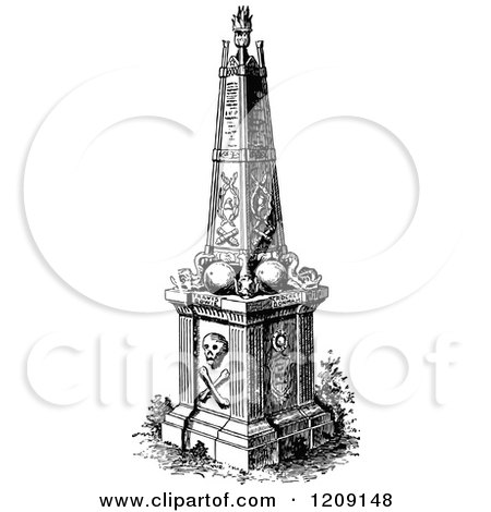 Clipart of a Vintage Black and White Monument Erected to the Heroes of the Alamo - Royalty Free Vector Illustration by Prawny Vintage